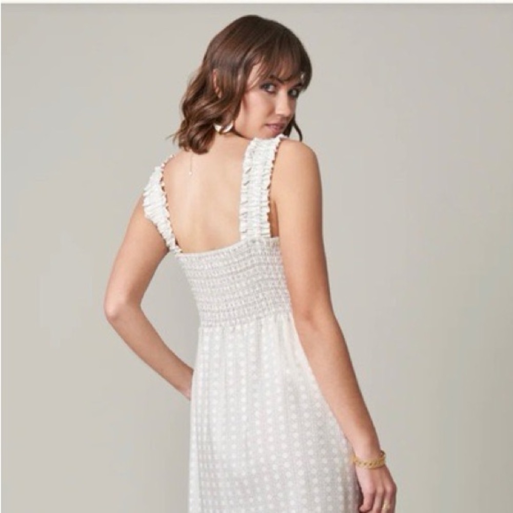 Spartina 449 White Midi Dress Geometric Pattern